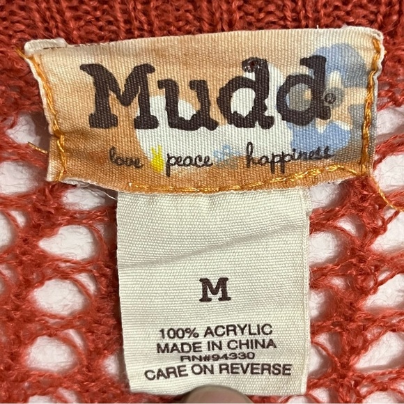 Women’s MUDD Long Sleeve Long Cardigan Duster Y2K 90s Size Medium Dark Orange - Picture 3 of 8